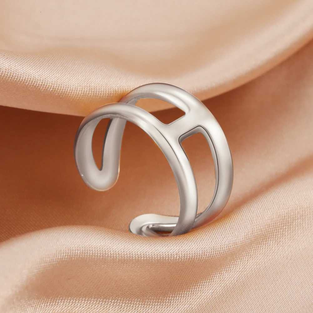 Cazador Letter H Shape Finger Rings for Women Adjustable Stainless Steel Ring Gold Color Mother Day Jewelry Gift Wholesale 2025 M251215
