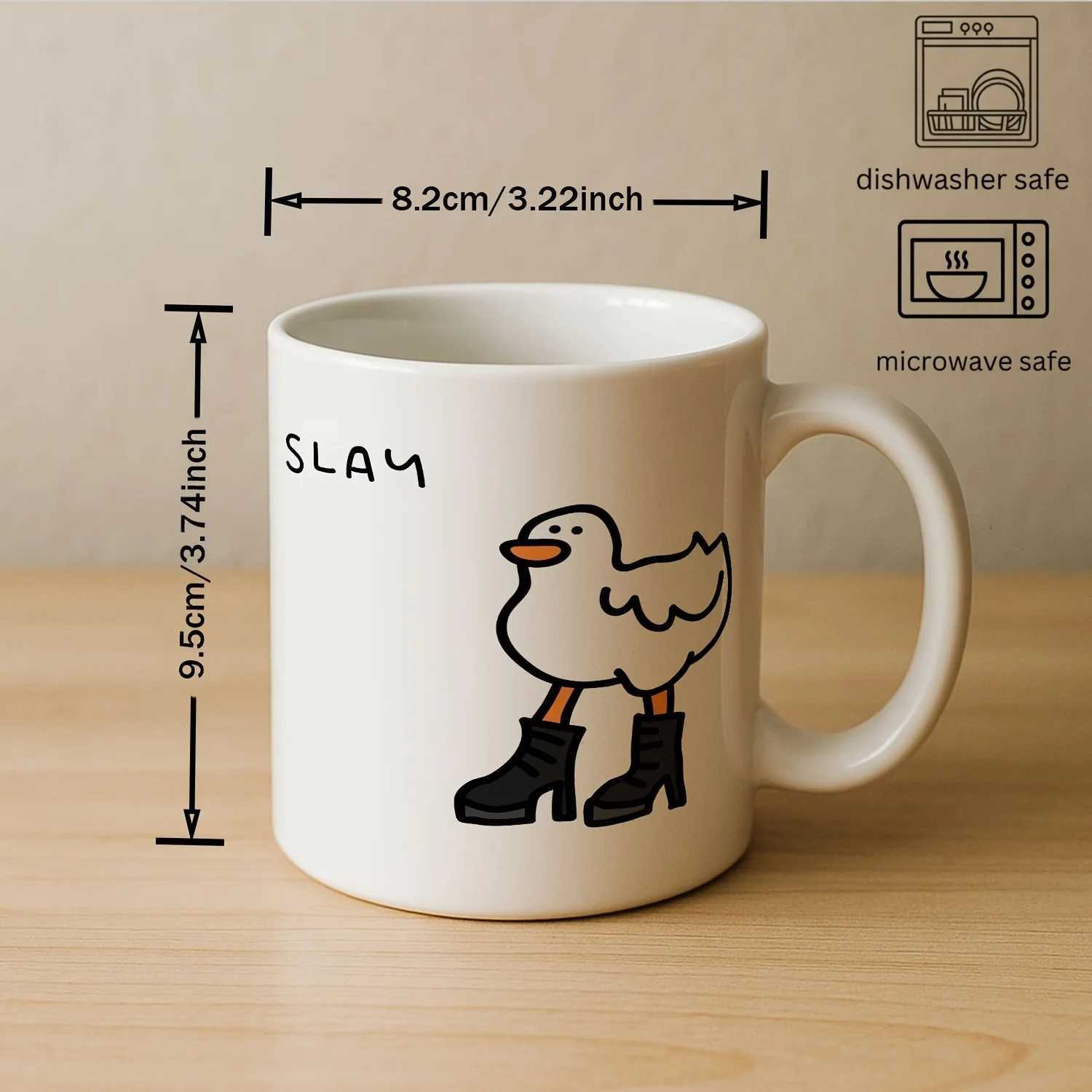 1pc Ceramic g with Funny Duck Design - SLAY Trendy White Cup with Black Boots w Beak Perfect for Coffee Tea or Wat H251215