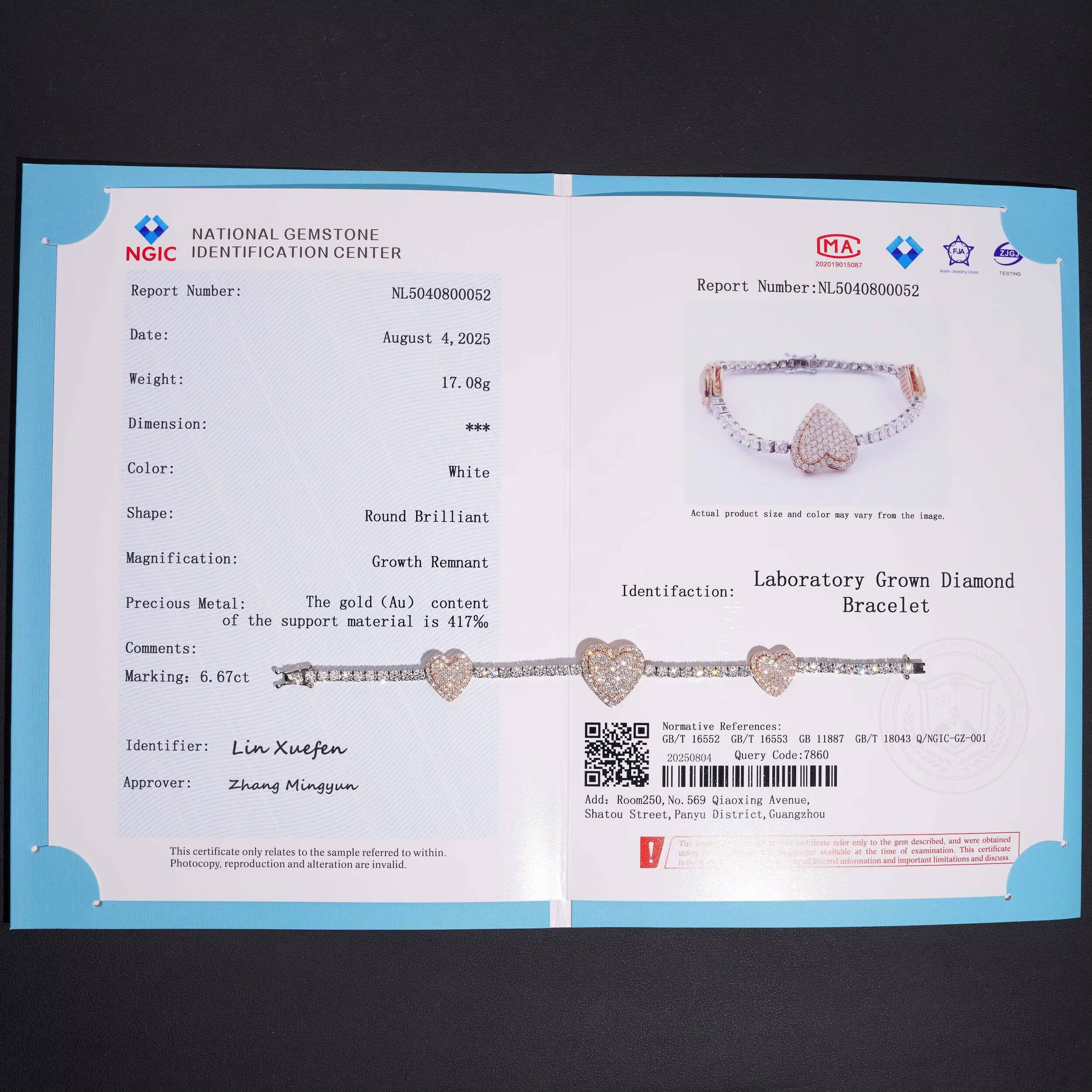 VVS Moissanite Diamond 10K Solid Rose Gold Mix White Gold Heart Charm Tennis Bracelet