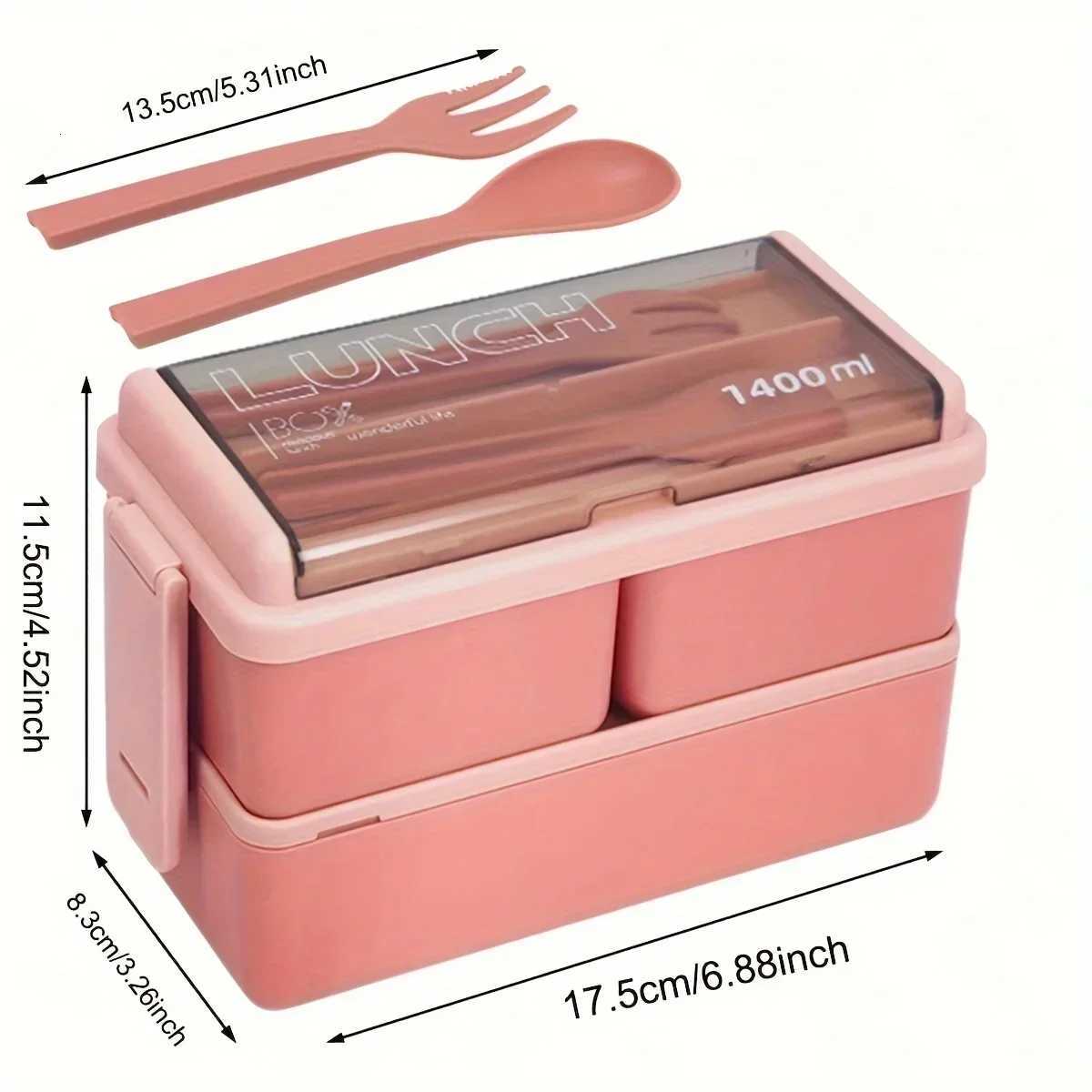 1pc-Lunch Box Thicke Plastic Divided Cpartment Double Layer Meal Box Off Worker Bento Box Microwave Oven Available H251213