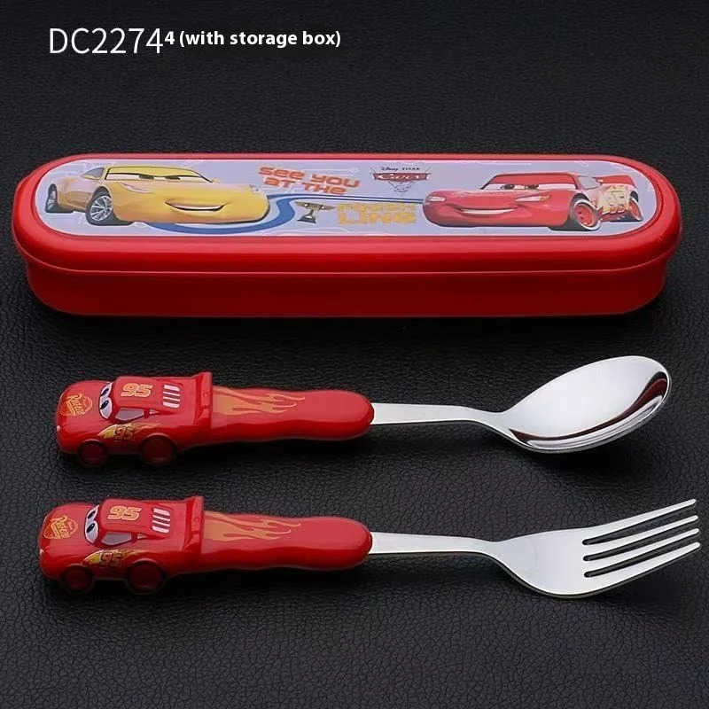 Disney New Lightning McQueen Car Spoon Fork Set Convenient Stainless Steel Tableware Cartoon Anime Peripheral Lifestyle Products Gift H251215