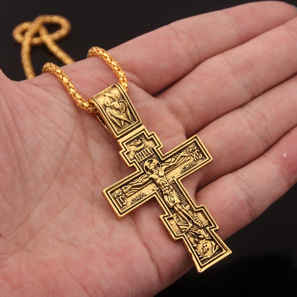 Russian Orthodox Christianity Church Eternal Cross Charms Pendant Necklace Jewelry Russia Greece Ukraine Gifts 250520