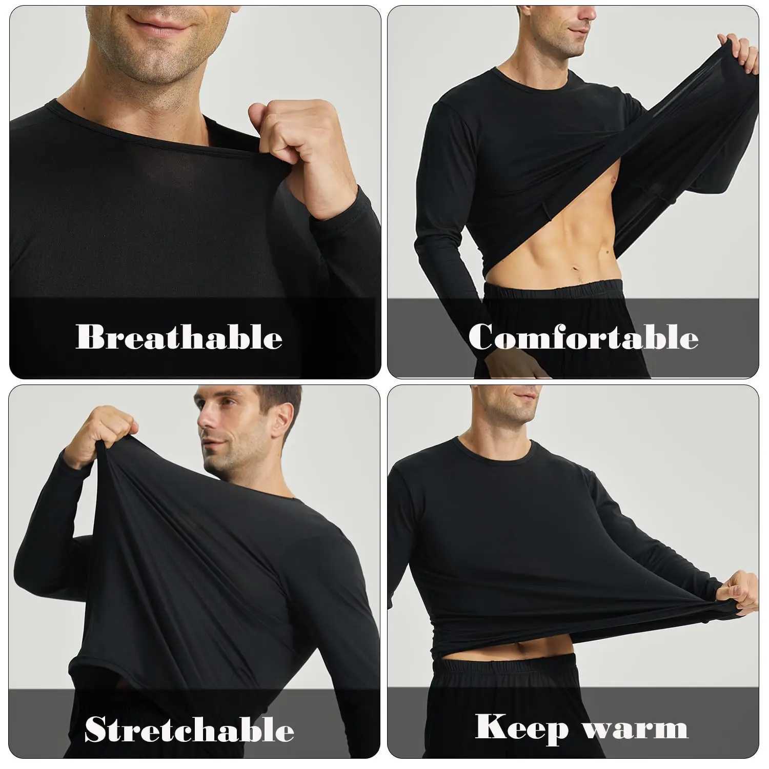 Thermal Shirts for Men Crewneck Long Sleeve Thermal Undershirt Men Base Layer Cold Weather Thermals G251215