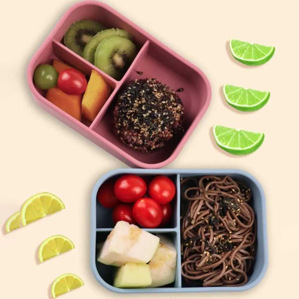 3 Cpartments Silicone Lunch Box Rectangar Heat Resistant Food Container Microwavable Lunch Container School H251213