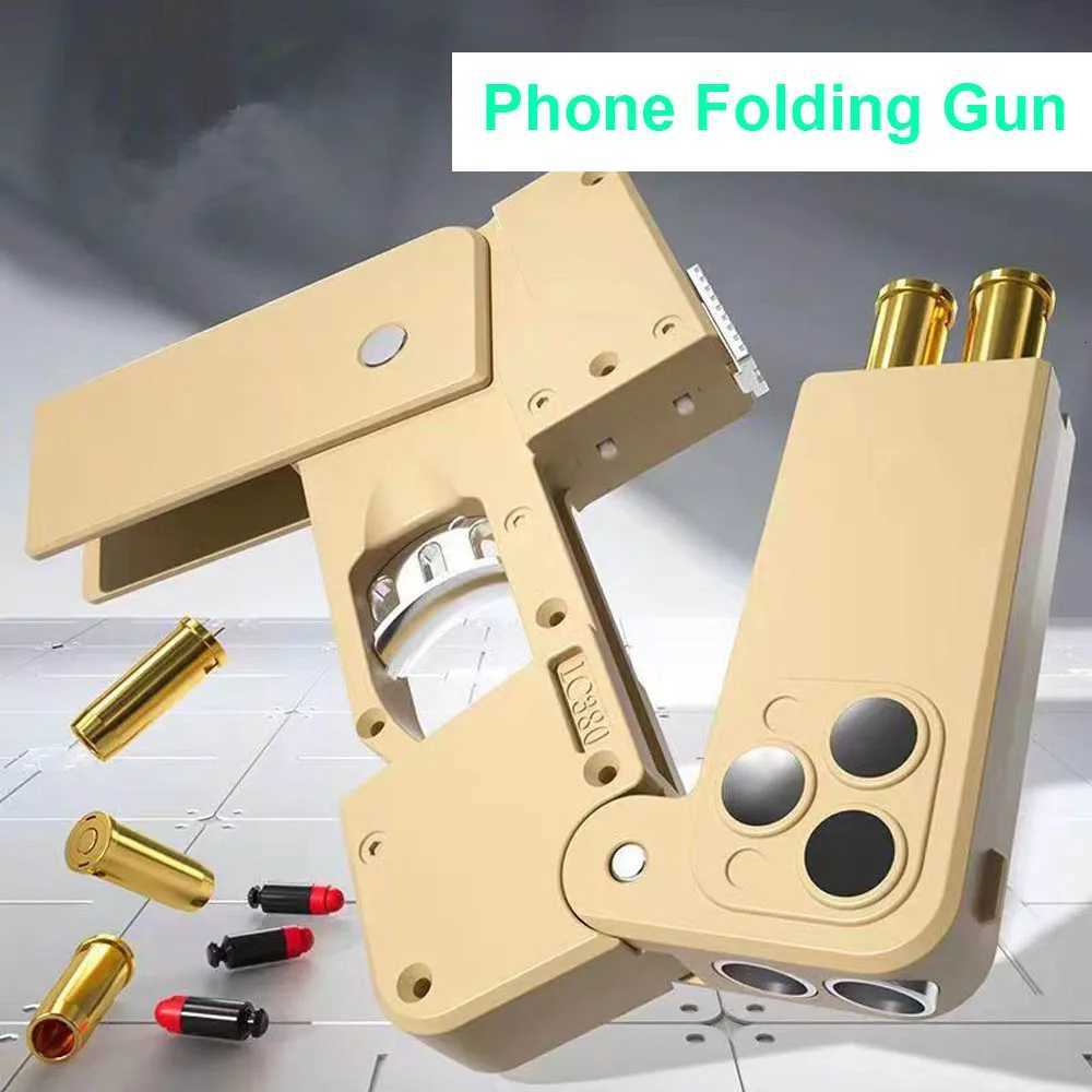 Shell Ejecting Black Toy Guns For Adults Boys Folding iPhone Gun That Look Real Folding Mobile Phone Dropshipping W251215