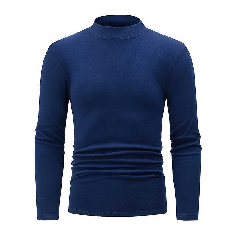 4/1 Piece Autumn And Winter Mens Semi High Neck Warm Windproof Base Top Solid Color Versatile Youth Casual Sports Thick Base T- G251215