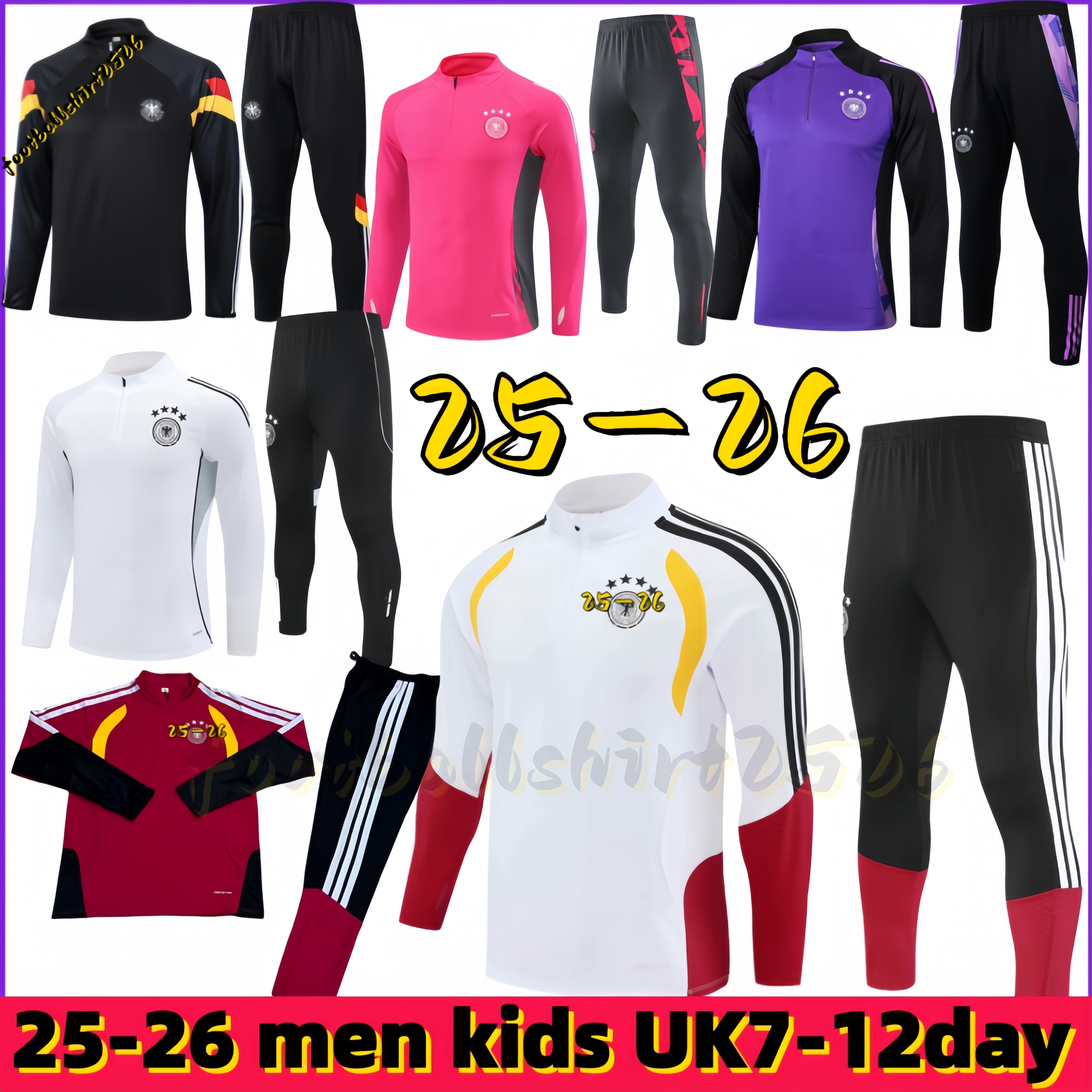 26/27 Germany Long sleeved half pull training suit FULLKRUG HUMMELS KROOS GNABRY WERNER DRAXLER REUS MULLER GOTZE 2026 Men Kids Kit Set tracksuit Slow jogging clothes