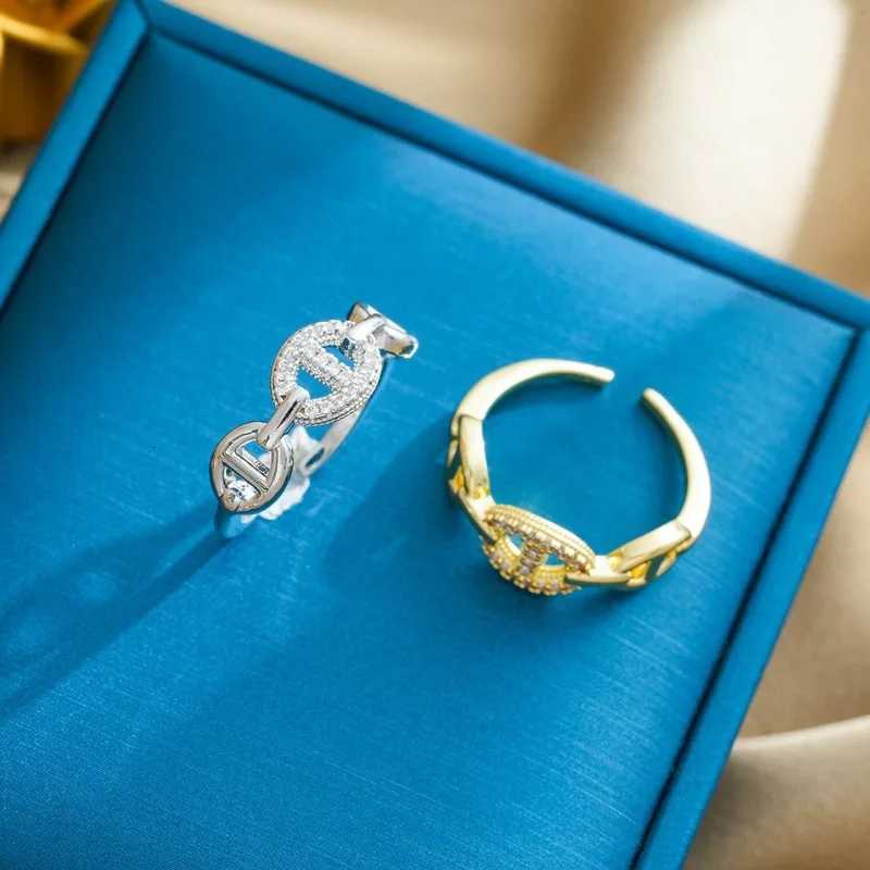 Affordable retro light luxury copper ring imported plated 18K gold ring graduation adjustable minimalist jewelry gift M251215