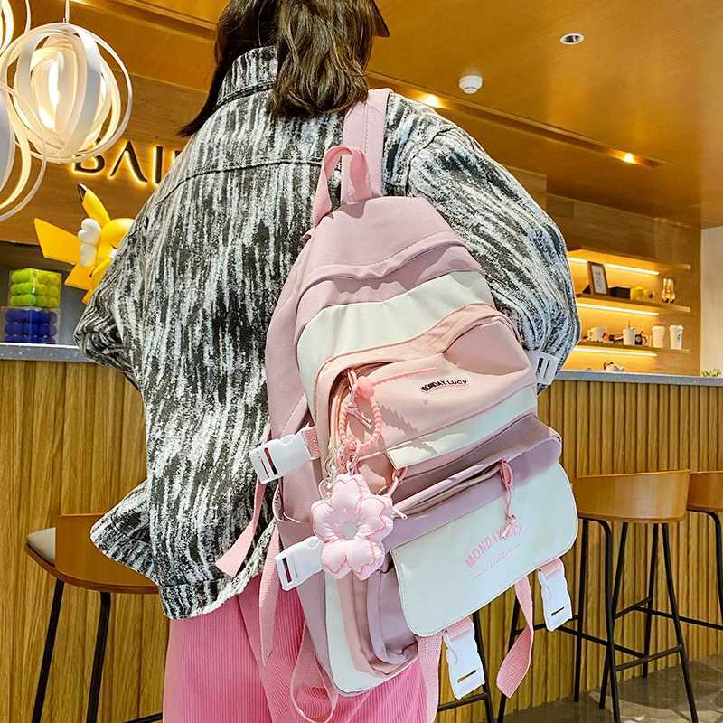 Pink Cherry Blossom Key Chain Fabric Sakura Pendant Cute Flower Key Ring Backpack Charms Car Decoration Bag Accessories M251215