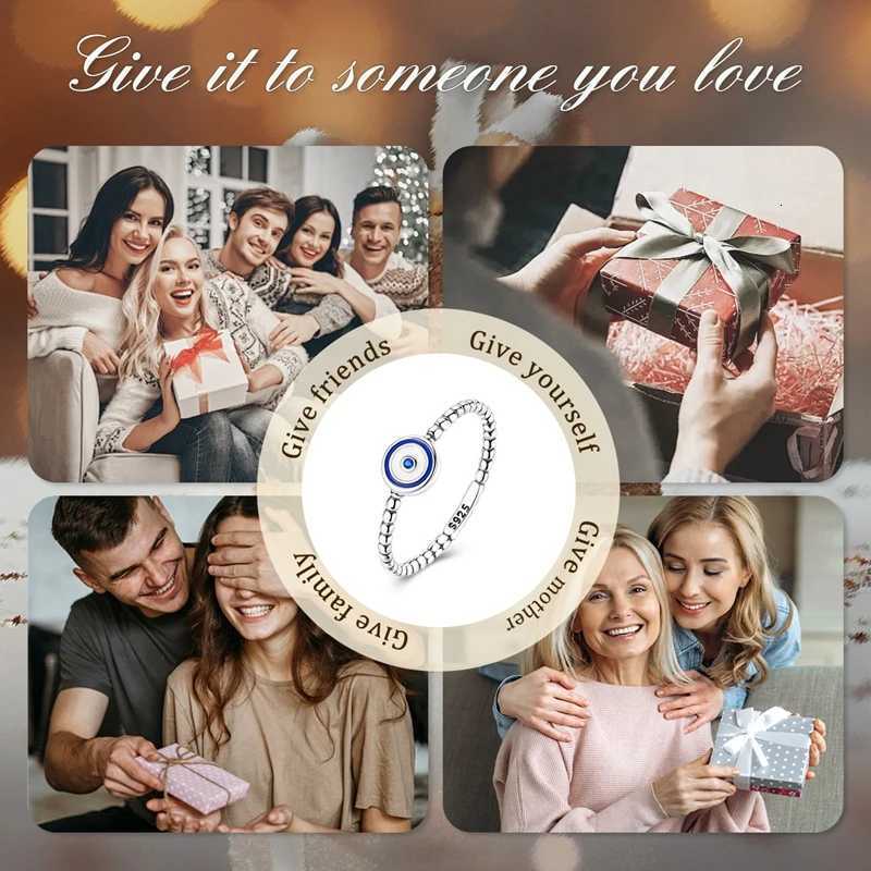 Blue Zircon Devils Eye 925 Sterling Silver Rings For Women Couple Evil Hand Palm Star Moon Stackable Ring Party Charms Jewelry M251215