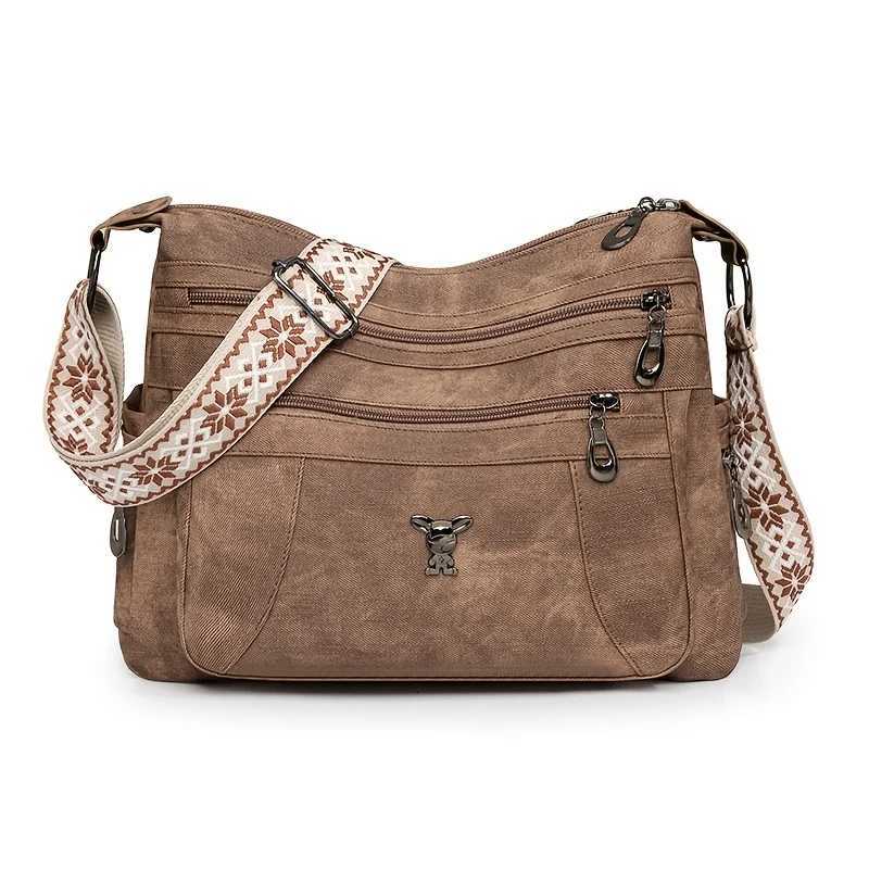 Vintage 1950s Womens PU Shoulder Bag Bohemian Style with Adjustable Strap Perfect for Casual Dressy Outfits Shop NowT251215