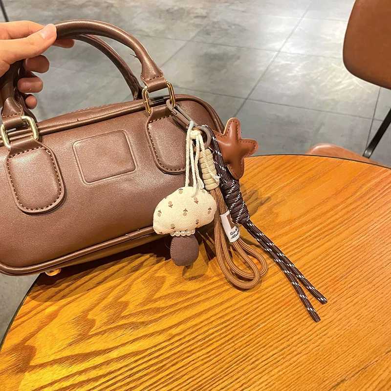 New Cartoon Mushroom Pendant Multi-purpose Brown Bag Charm Handmade Rope Bag Hanging Accessories M251215