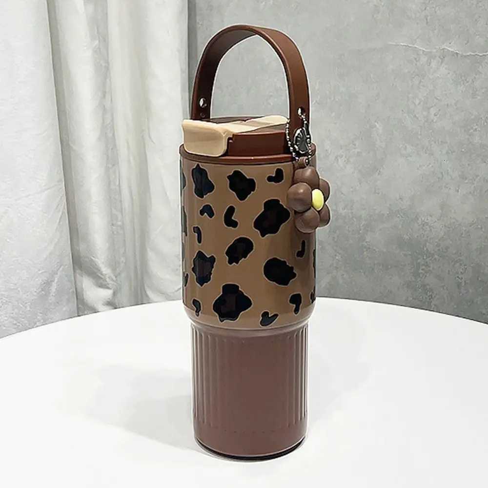 Creative Thermal Water Bottle Portable Large Capacity Coffee Tumbler with Handle Leak-proof Double Wall Drinking Straw Cup H251215