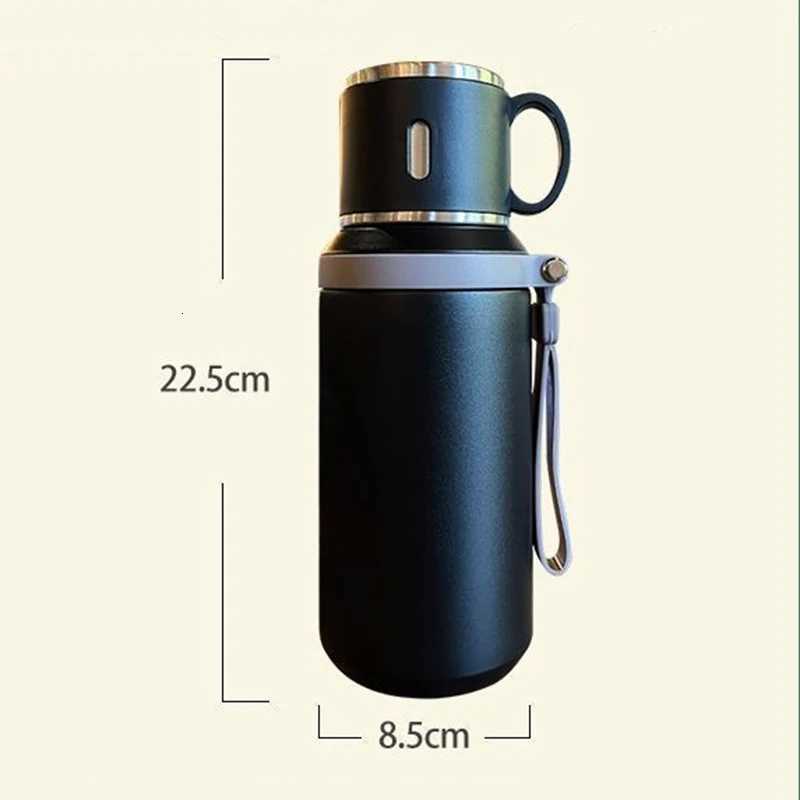 600ML Stainless Steel Insulated Bottle with Cup Lid Rope Handle Office Home Portable Thermos Cup Outdoor Kettle Coffee Cup H251215