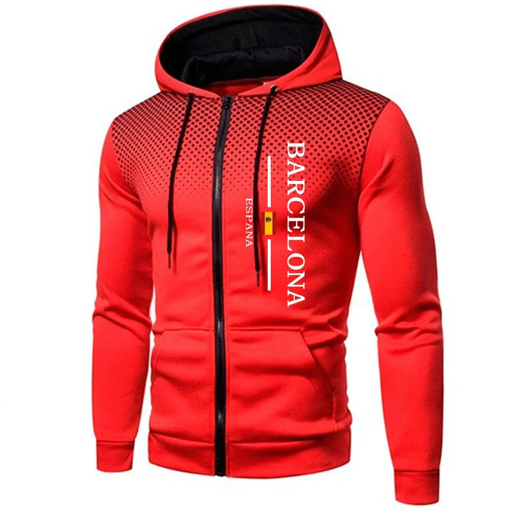 2025 Arrival Mens Zipper Hoodies Barcelona Print Hooded Sweatshirt Fall Winter Daily Casual Sport Motorcycle Riding Coats251210