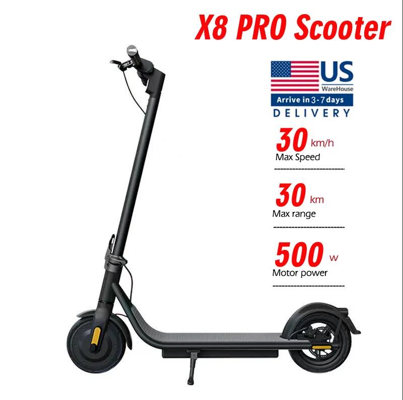 US Warehouse New X8 PRO 500W Electric Scooter 30km/h 36V 10 Ah Dual Disc Break 10" Pneumatic Tire E Scooter with APP Function