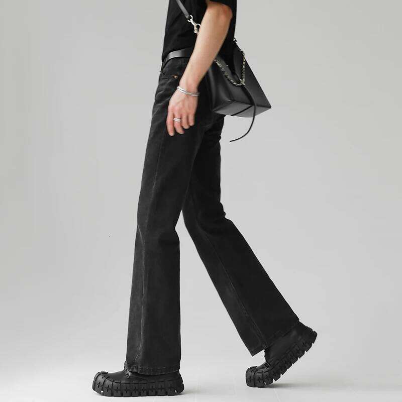 Men Comfortable Baggy Commute Jeans Male Fashion Casual Bell Bottom Pants Korean Simple Vintage Straight Denim Trousers C251215