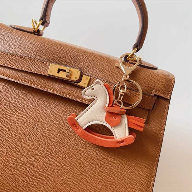 PU Leather Bag Charm Rocking Horse Pendant For Car Bag Hanging Ornament Keychain Decoration DIY Bag Accessories M251215