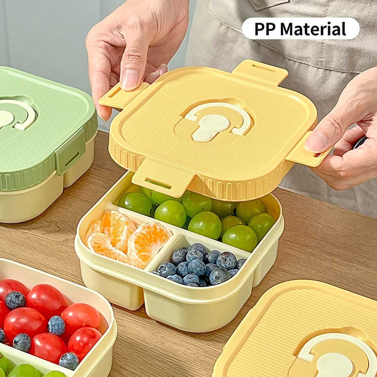 WORTHBUY Portable Plastic Lunch Box With Cpartment Microwave Safe Fruit Salad Lunch Container Kid Student Leak-proof Bento Box H251213