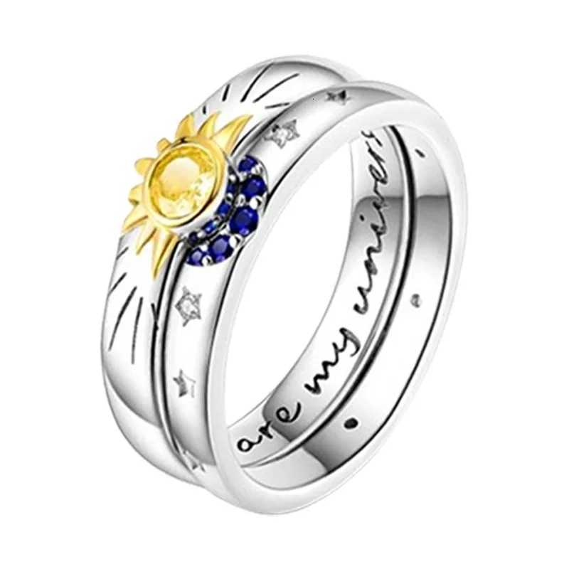 Fashion Star Moon Sun Ring Women Romantic Wedding Engagement Elegant Ladies Temperament Jewelry Accessories Anniversary Gift M251215