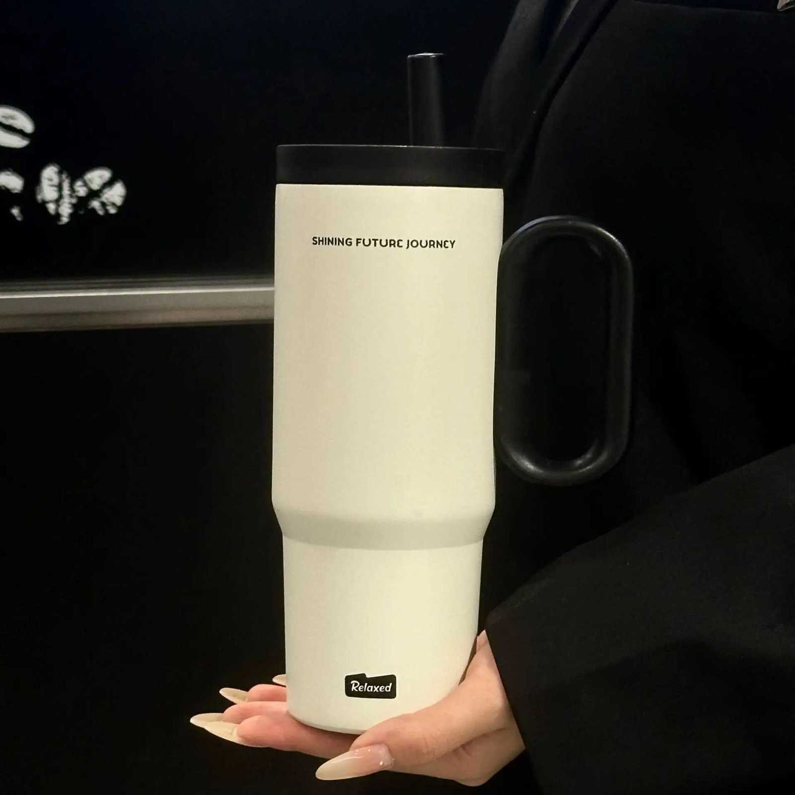 720ML Stainless Steel Thermos Cup with Straw Handle Ice Coffee Drink Vacuum Insulated Cup Car Travel Outdoor Water Bottle H251215