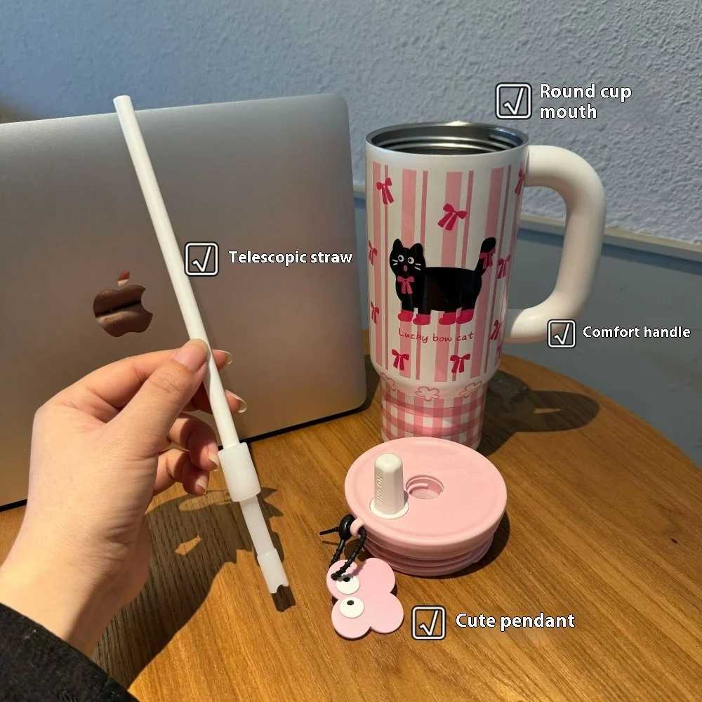 24oz 700ml Tumbler Ice Cup Stainless Steel Vacuum Insulated Coffee cup Keep Warm Cold Vacuum Flask Beer Water Mug with Handle H251215