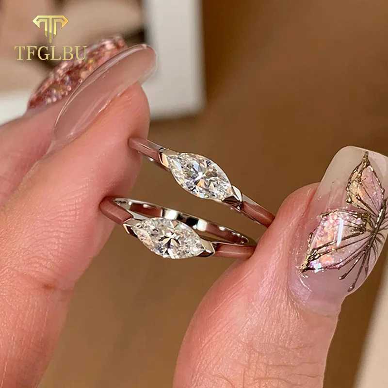 TFGLBU New 1CT Marquise Moissanite Ring for Women Proposal Wedding Diamond Band for Women 925 Sterling Silver Crown Single Ring M251215