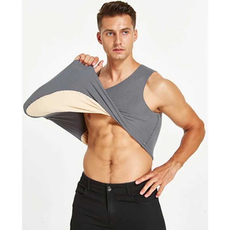 Reversible Soft and Seamless Men Thermal Vest Black Vest Thickened Brushed Base Layer Sleeveless Underwear Gray Plus Size G251215