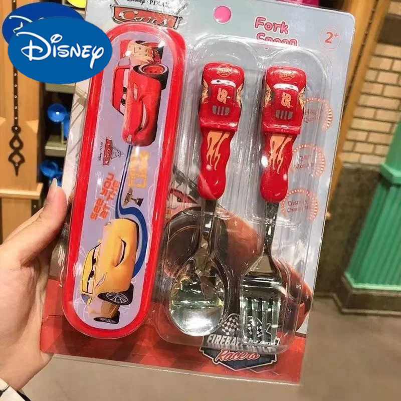 Disney New Lightning McQueen Car Spoon Fork Set Convenient Stainless Steel Tableware Cartoon Anime Peripheral Lifestyle Products Gift H251215
