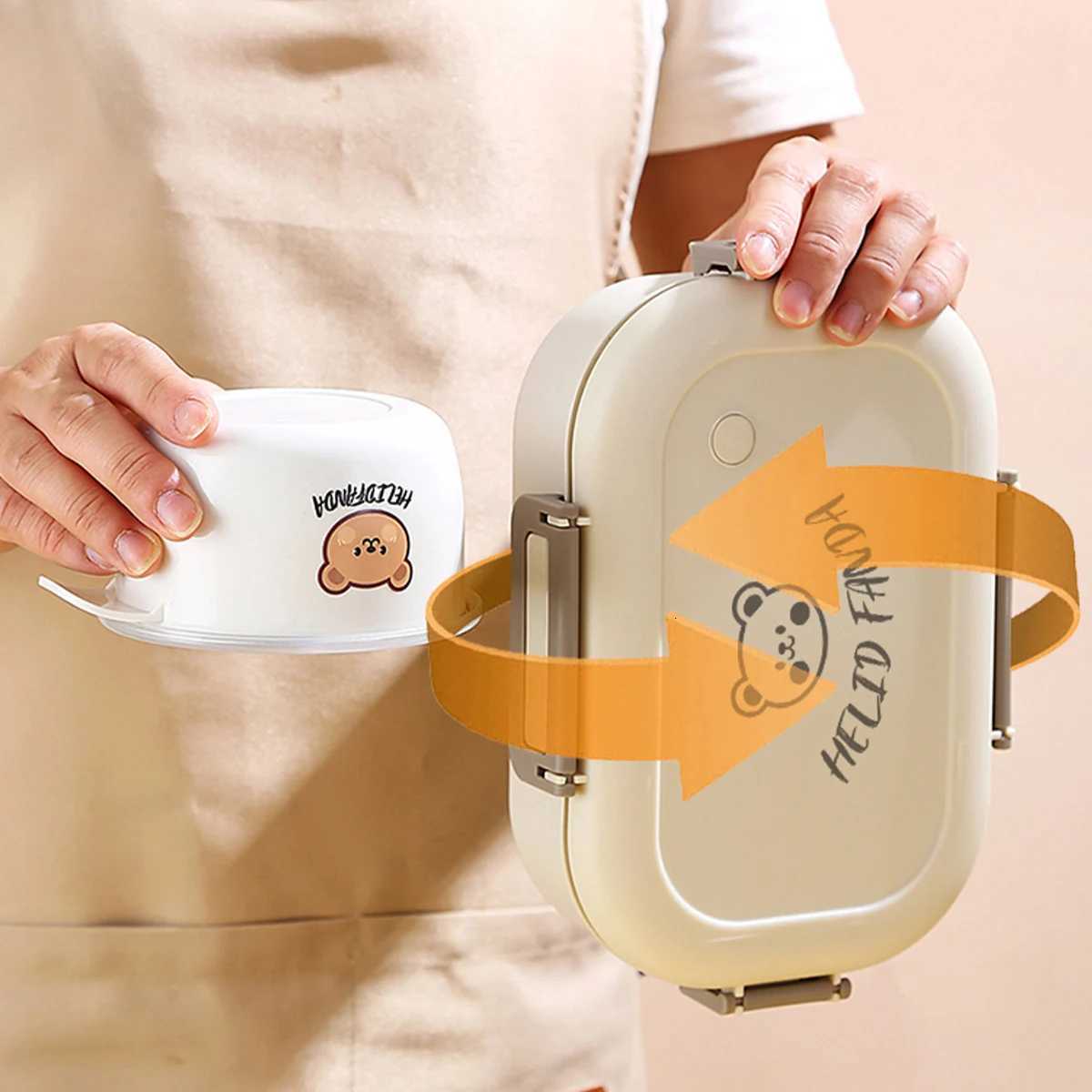 WORTHBUY Plastic Kids Lunch Box With Detachable 3 Grids Portable Cute Leak-proof Food Fruit Salad Food Container Microwave Safe H251213