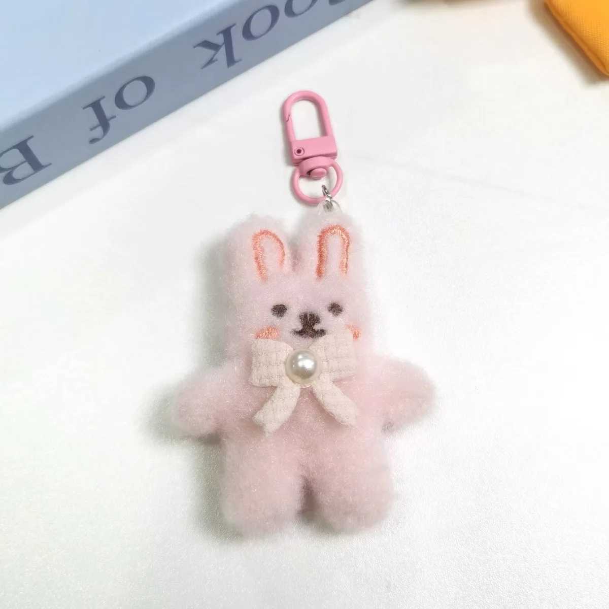 Bowknot Rabbit Plush Pendant Cartoon Bunny Keychain Soft Stuffed Doll Car Key Ring Backpack Bag Decoration M251215