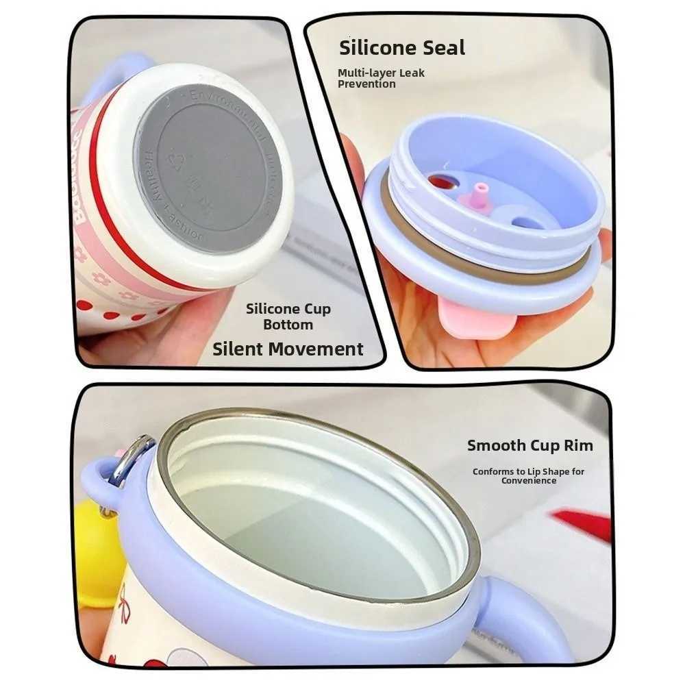 600ml Thermal Water Bottle Leak Proof Cute Outdoor Insulated Mug Creative Large Capacity Drinking Straw Cup for Student Children H251215