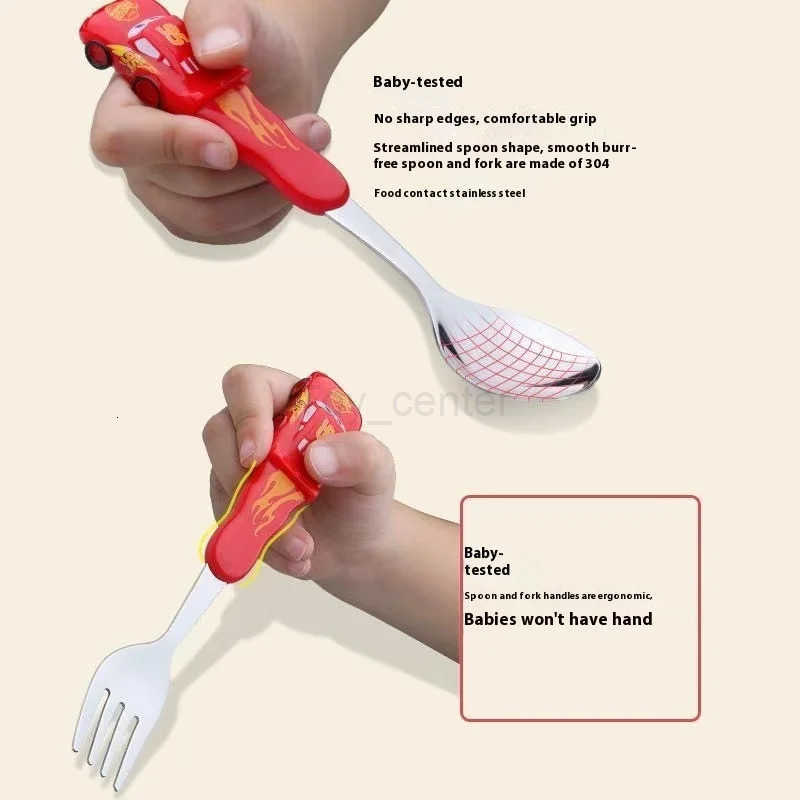 Disney New Lightning McQueen Car Spoon Fork Set Convenient Stainless Steel Tableware Cartoon Anime Peripheral Lifestyle Products Gift H251215