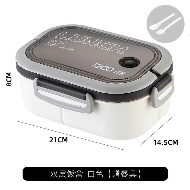 Double-layer Lunch Box Portable Cpartment Fruit Food Box Microwave Lunch Box With Fork And Spoon Picnic Fresh Box Kitchen H251213