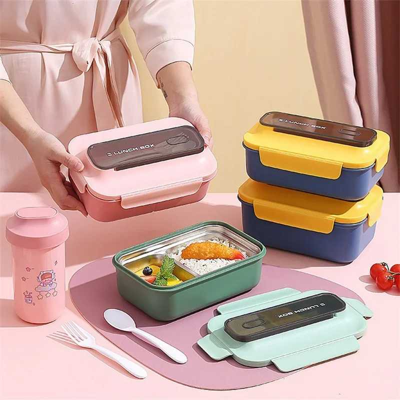 1200/1500ML Lunch Box Portable Double-layer Student Bento Box With Fork Spoon Outing Picnic Box Leakproof Food Storage Container H251213