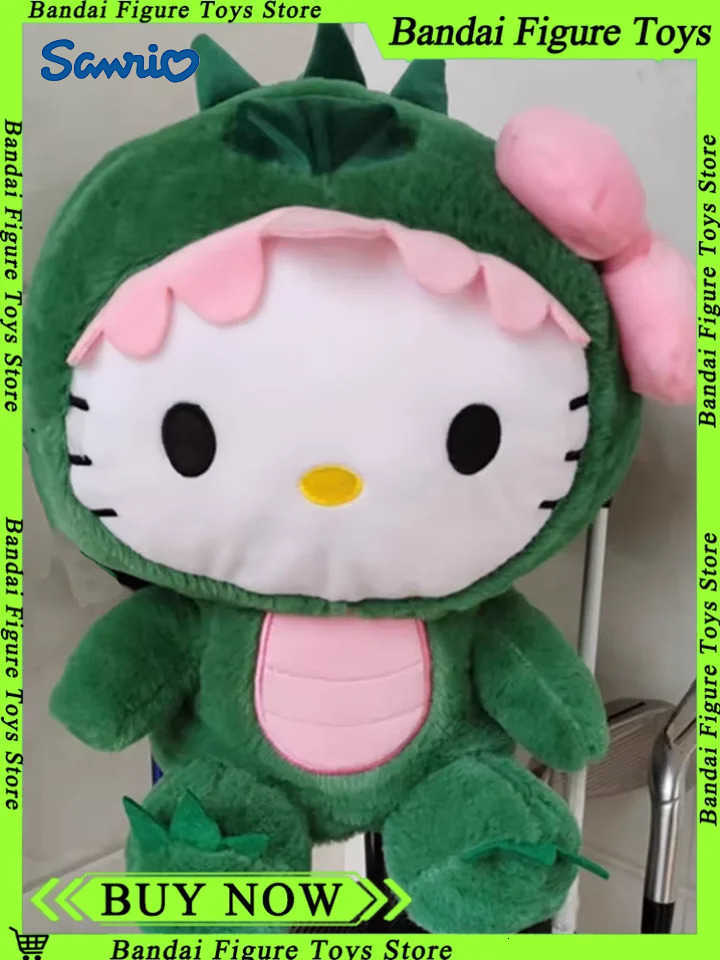 Sanrio 80cm Dinosaur Hello Kitty Plush Toy Kawaii Anime Large Plushie Pillow Cute 35/50/65cm Cartoon Stuffed Doll Christmas Gift H251215