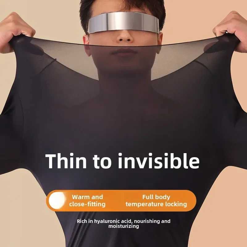 2024 Winter Base Layer Suit for Men 1PC Ultra-Thin Thermal Underwear Set Keep Mens Skin Warm and Comfortable G251215