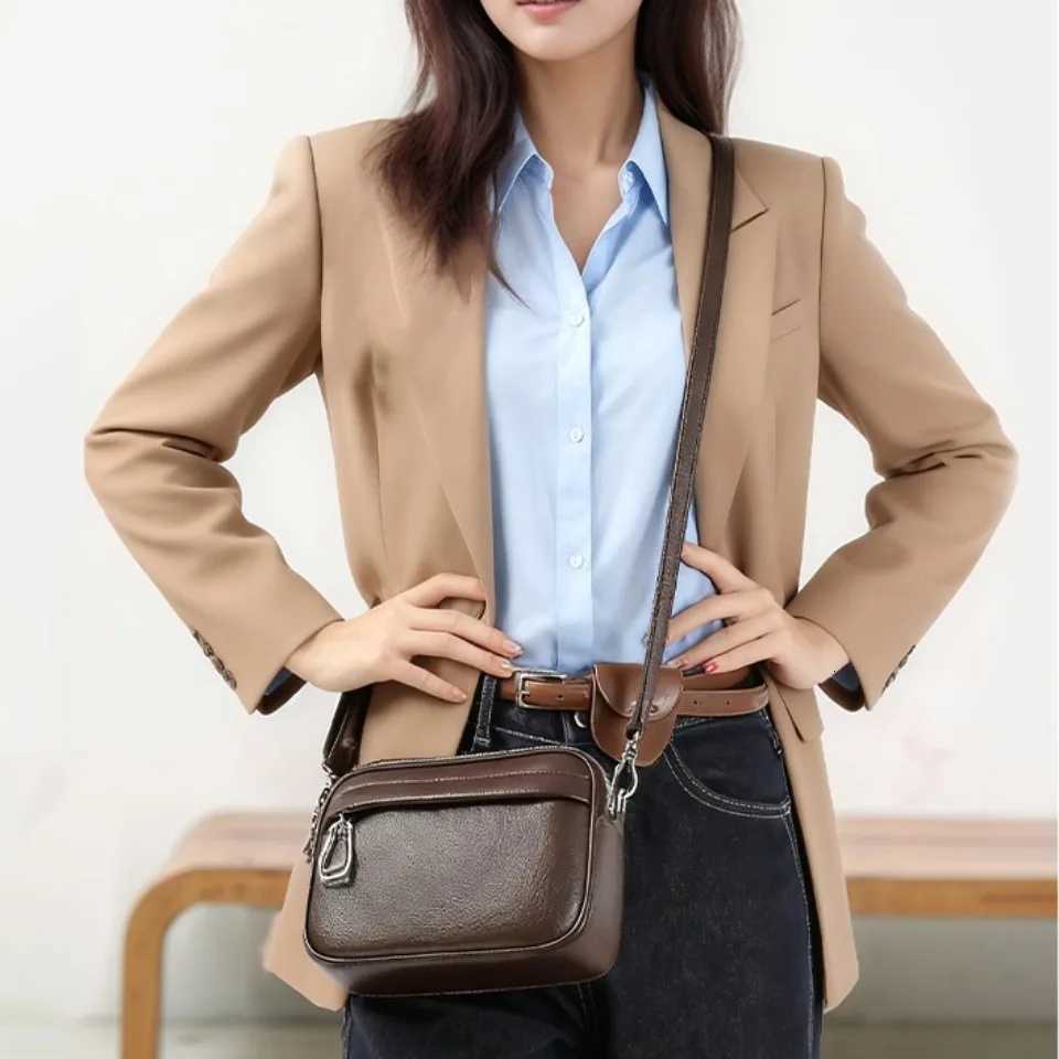 Top Quality PU Leather Shoulder Messenger Bag Multi-pocket Crossbody Phone Bags for Women Designer Sac 3 Layers Purses 2026 NewT251215