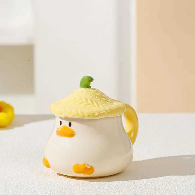 New Style Porcelain Cartoon Duck Coffee g with Lid Breakfast Milk g Drinkware Kitchen Water Cup 400ml H251215
