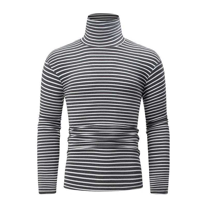 1/2pcs Mens Autumn And Winter Brushed Thick Striped Long Sleeved Top T-shirt Comfortable And Warm Sports And Leisure Base Shirt G251215