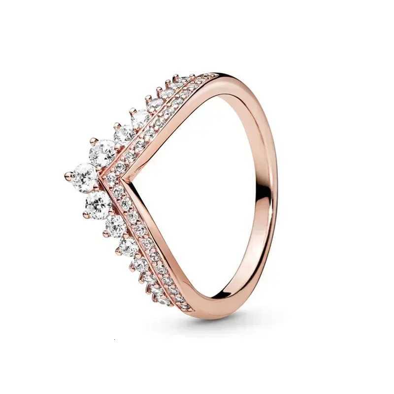 New 925 Sterling Silver Hot Selling Classic Rose Gold Series Ring Shiny Crown Ring Womens BirtHDay Exquisite Gift M251215