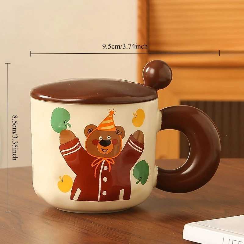 Ceramic g with Lid Spoon At He Off Cute Cartoon Bear Water Cup Decoration He Coffee Cup H251215