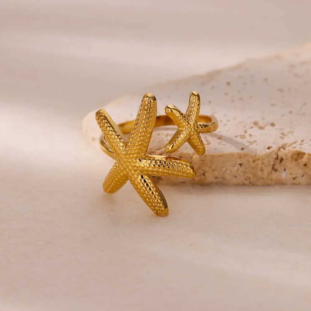 Stainless Steel Starfish Open Rings For Women Gold Color Geometric Adjustable Ring Wedding Party Fashion Jewerly Gift anillos M251215