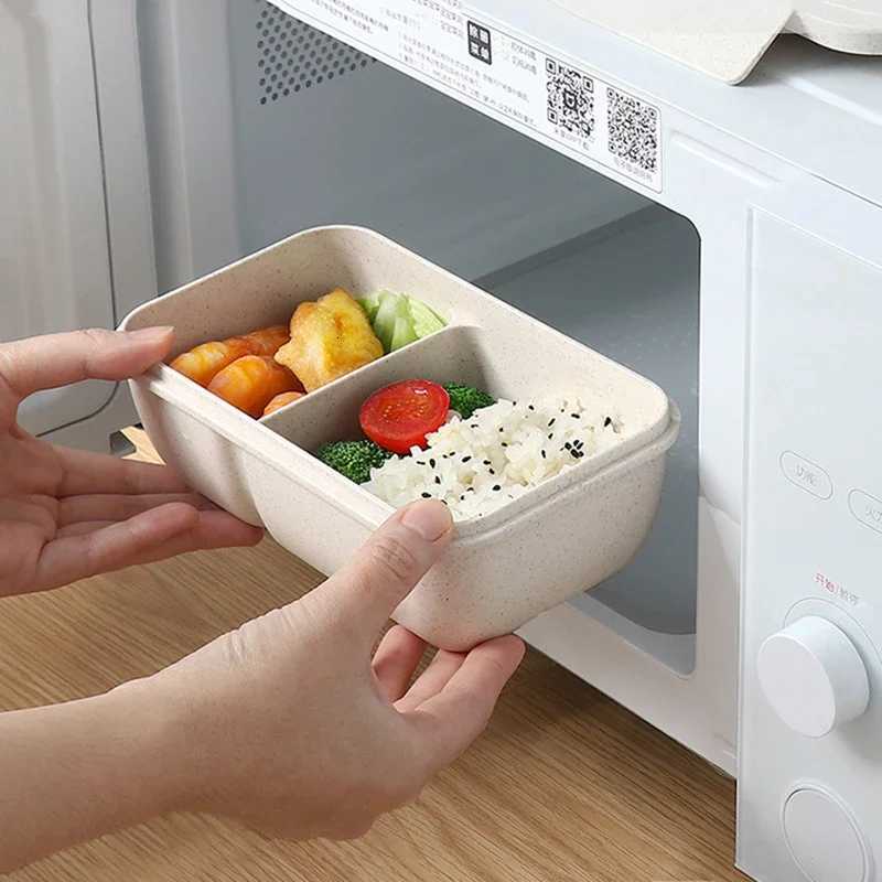 1pc Wheat Straw Lunch Box Healthy BPA Bento Boxes Microwave Dinnerware Food Storage Container Lunch Box for Kids H251213
