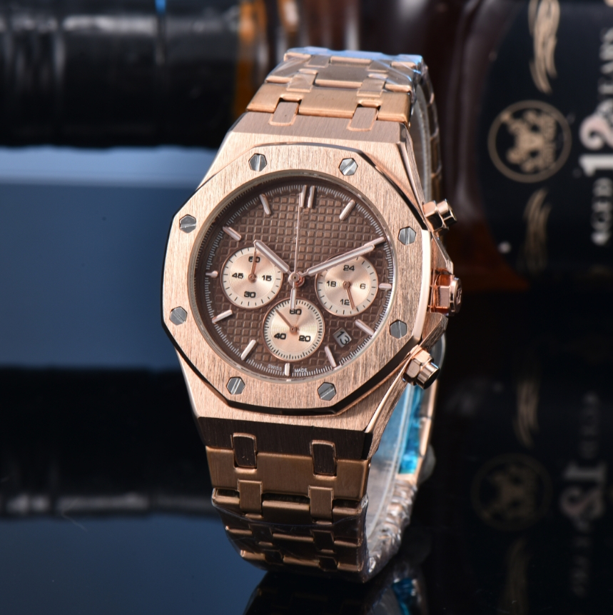 NEW men Top luxury APity Quartz Movement 6 needles ROYALOAKity Watches Sports women Chronograph Watch Circle Stainless steel wristwatch #661