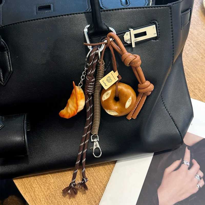 Food Theme Bread Burger Bag Charm Keychain Hanging PendantHandbag Schoolbag Decor AccessoriesValentines Day Gift M251215
