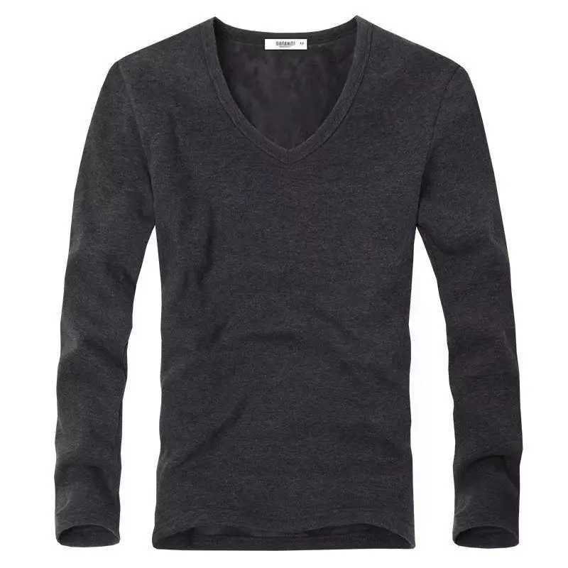 Fleece Winter Men Tops Thermal Underwear V Neck Warm Long Sleeve Base Layers Fashion Men Thermal T Shirts G251215