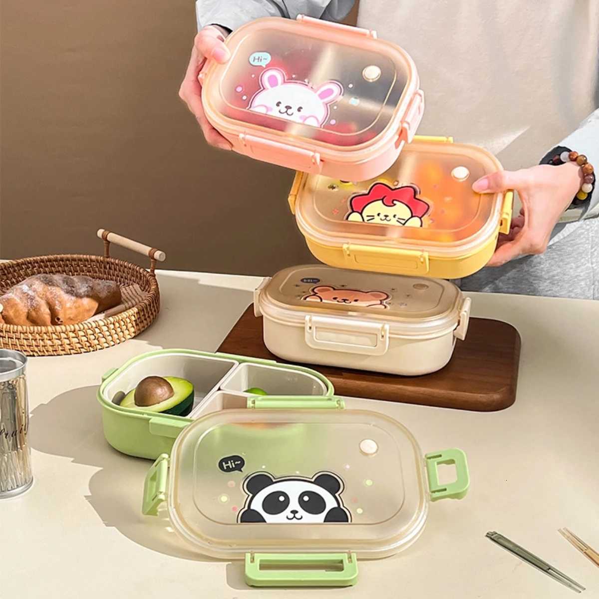 WORTHBUY Portable Plastic Lunch Box With Detachable 3-Cpartments Cute Divided Food Container For Kids Students Microwave Safe H251213