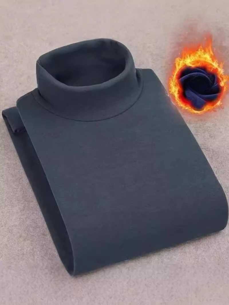 Winter Mens High Quality Half Turtleneck Velvet Top Long Sleeve Solid Color Men Clothing Double-sided Velvet Thermal Underwer G2512151