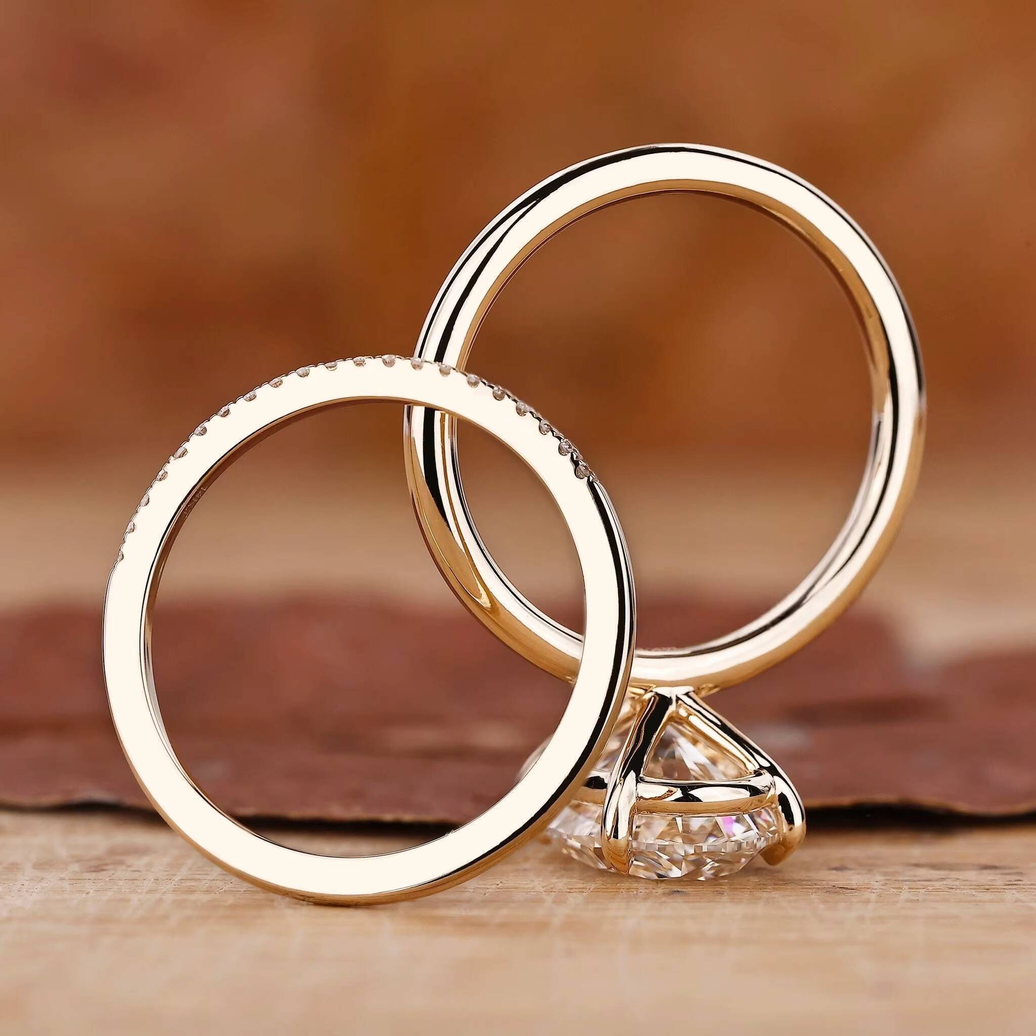 Gia Igi Certified HPHT CVD Lab Grown Created Diamond 14K 18K Solid Gold Engagement Wedding Rings for Women Men Bridal Couple Set